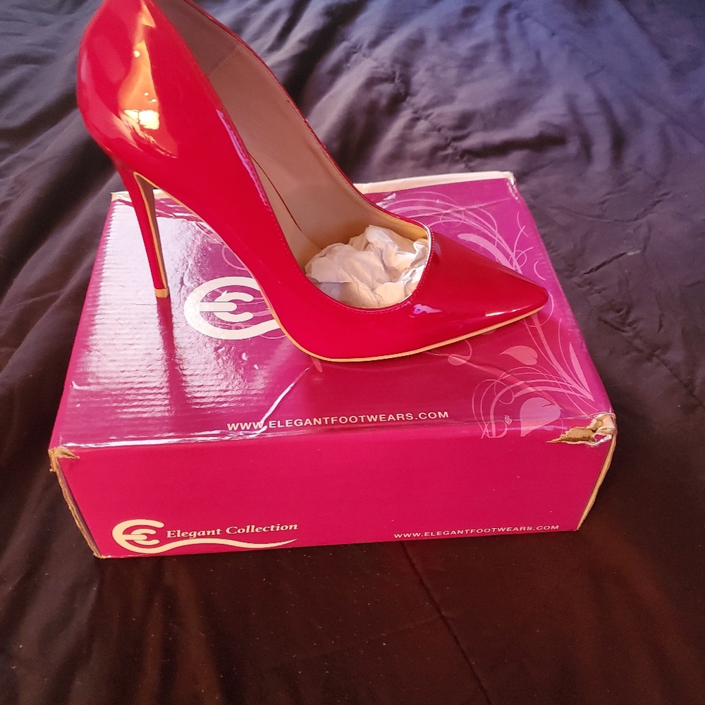 Red Patent and Leather Heels
